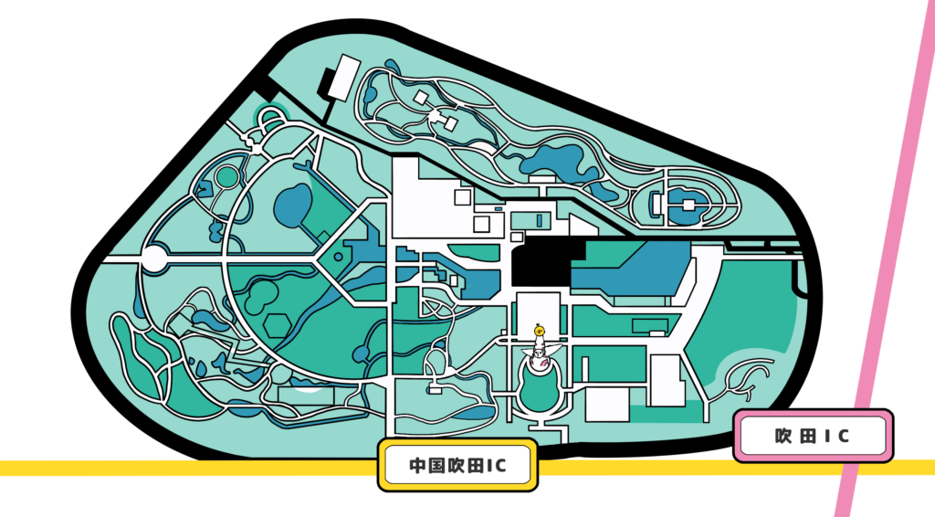 万博記念公園のアクセス
主要ICは
名神高速道路の吹田ICと中国自動車道の中国吹田ICです！

